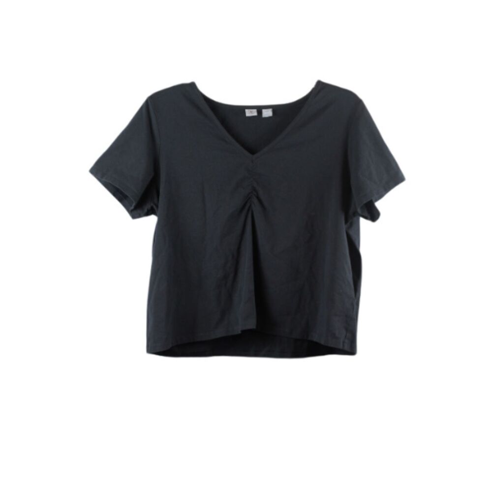 Real Clothes Black Women's Short Sleeve Stretch Top Blouse Pullover 2X 008